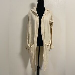 Free People Beach Cardigan Women’s Size M/L Cream Hooded Cardigan Sweater